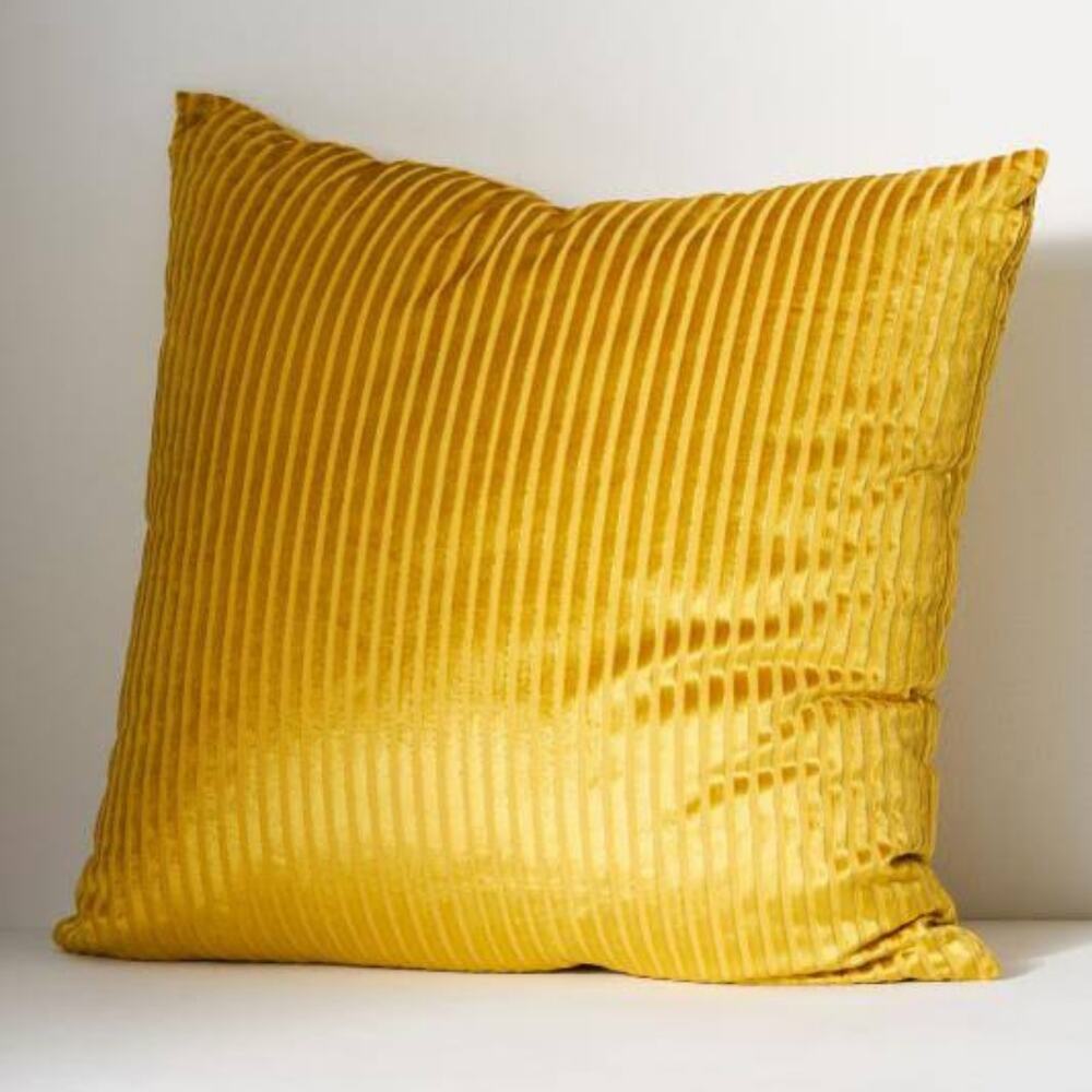 Anthropologie Fiora Ribbed Velvet Pillow – Yellow – Discontinued NWT